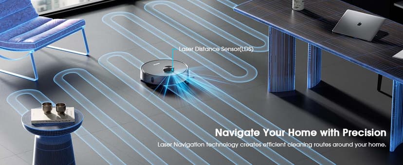 Robot Vacuum and Mop, Mapping Robotic Vacuums Cleaner with LiDAR Navigation Smart & Strong Suction, WiFi/App/Alexa/Voice Control, Obstacle Avoidance, for Home, Wood/Hard Floors, Pet Hair -Grey