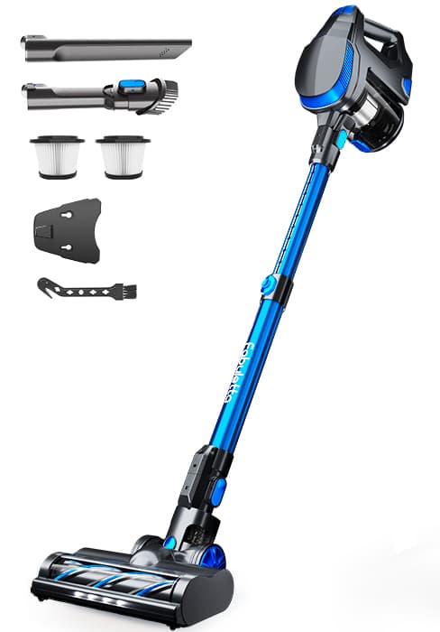 FABULETTA Cordless Vacuum Cleaner, 35Kpa Vacuum Cleaners for Home, Max 50 Mins Runtime, Self-Standing Design, 5-Layer Filtration System, Anti-Tangle Brush, LED Display, Lightweight