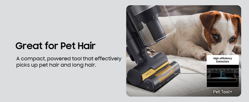 SAMSUNG Jet 85 Cordless Stick Vacuum, Lightweight w/Jet Dual Brush, Anti-Tangle Pet Tool, Removable Battery, Powerful Cleaning for Hardwood Floors, Carpets, Area Rugs, VS20C8522TW, Misty White