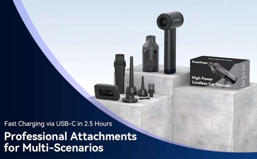 Car Vacuum Portable Cordless, Mini Handheld Vacuum Cleaner for Pet Hair/Car/Home, Suction & Blow 2 in 1, 22KPa High Power, 6000mAh, Small Lightweight Gadget, Type-C Rechargeable