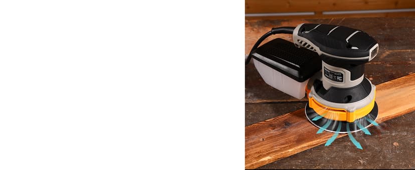 Orbital Sander Corded Hand Sander: DEKOPRO 5" Random Orbital Sander with Dust Box, 6 Various Speeds Electric Palm Sander with Dust Box, 16Pcs Sandpapers for Woodworking & Sanding-Yellow