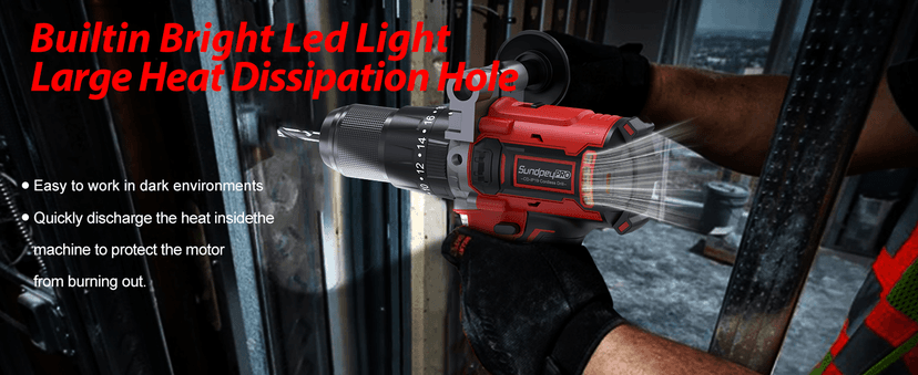 1060In·lbs Cordless Drill Driver - 20+3 Torque Brushless Hammer Drill with 2 x 4.0Ah Battery & Fast Charger - 21V Electric Power Drills Set with 2 Speeds & 1/2 Inch Self-locking Metal Chuck