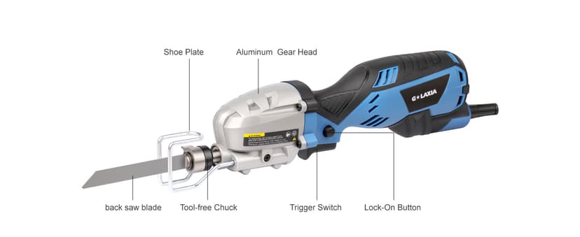 Reciprocating Saw, 5Amp 3000SPM Variable Speed Reciprocating Saw with 1/2" Stroke Length, 6Pcs Blades for Wood, Soft Metal, PVC Pipe Cutting