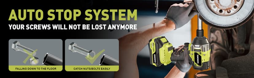 1/2 inch Impact Wrench 1000N.m (740 ft-lbs) with 2 x 4.0Ah Battery and Charger, Brushless Electirc Impact Driver Bsttery Powered High Torque Impact Gun for Home, Car, and Truck Use