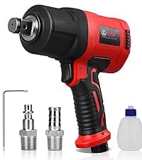 XIIW 1/2 Inch Air Impact Wrench, Max Torque 1560 ft-lbs, lightweight 4.4 lb Design, Heavy Duty 8000RPM 1/2 Air Impact Gun Driver, Twin Hammer Pneumatic Tool for Automobile Repair