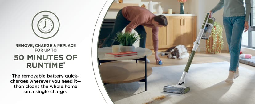 Shark PowerPro Flex Pet Plus Cordless Vacuum, FloorDetect Technology, MultiFLEX Wand, HEPA Filter, for Carpets & Hard Floors, Up to 50-Minute Runtime, Powerful Pet Hair Pickup, Olive, IZ387H