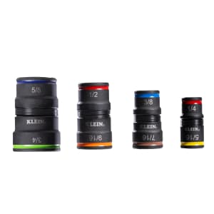 Klein Tools 32934 Impact Driver, 9-in-1 SAE Impact Socket Set, 4 Flip Sockets with 1/4, 5/16, 3/8, 7/16, 1/2, 9/16, 5/8, and 3/4-Inch Nut Driver Sizes with Bit Holder, 6-1/2-Inch Shaft