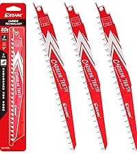 EZARC Carbide Reciprocating Saw Blade R978HM Endurance for Thick Metal, Cast Iron, Alloy Steel 9-Inch 8TPI, 3-Pack
