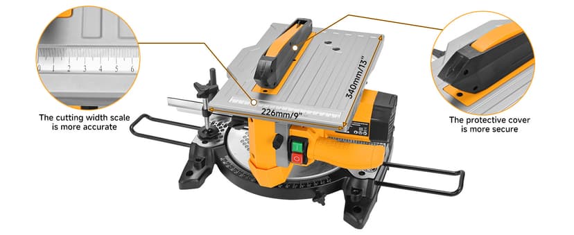 Hoteche 8-1/4-Inch 2-in-1 Compound Miter Saw & Table Saw – 10A Dual-Function Power Tool for Wood and Metal Precision Cutting