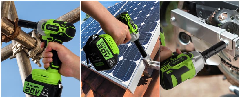 Yougfin Cordless Impact Wrench 1/2 inch for Lug Nuts, 20V Brushless Power Impact Gun Kit 400N.M, 4.0 Ah Battery Powered Impact Driver Heavy Duty, Electric Impact Wrench for Car Home