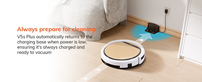 ILIFE V5s Plus Robot Vacuum and Mop Combo, Works with 2.4G WiFi, Alexa/App/Remote Control, Automatic Self-Charging Robotic Vacuum Cleaner, for Pet Hair, Hard Floor, Low Carpet (V5s Pro Upgraded)