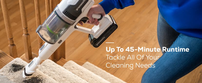 Greenworks 24V Brushless Cordless Stick Vacuum, Lightweight, Handheld, Pet, Anti-Allergen HEPA Filtration, Hard Floor, Carpet, Car, 4Ah Battery, and 30-Minute Charge Time (Green)