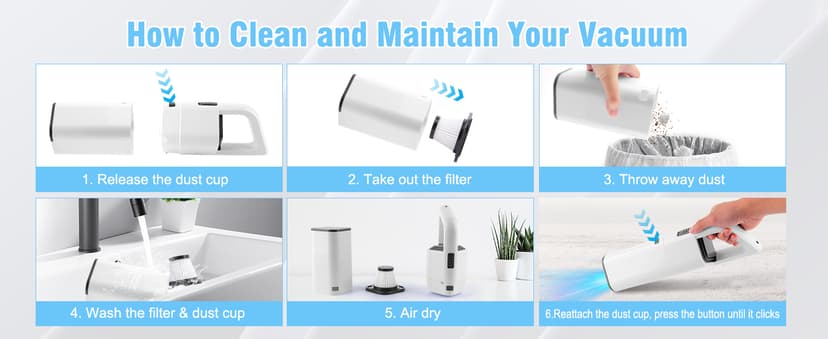 Pet Hair Handheld Vacuum Cordless Car Vacuum, 20000PA High Power, Portable Lightweight Rechargeable Hand Vacuum for Home, Pet and Car