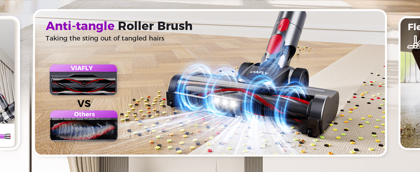 Cordless Vacuum Cleaner, 500W/40Kpa/60Mins Vacuum Cleaners for Home, Anti-tangle Stick Vacuum with Self-Standing, Wall Mount Charging, LDE Display, Wireless Vacuum for Carpet Pet Hair Hardfloor