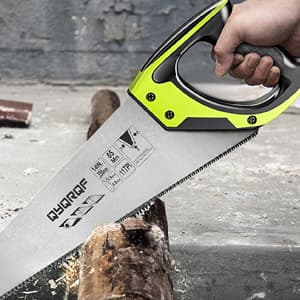 14 in. Pro Hand Saw, 11 TPI Fine-Cut Soft-Grip Hardpoint Handsaw Perfect for Sawing, Trimming, Gardening, Cutting Wood, Drywall, Plastic Pipes, Sharp Blade, Ergonomic Non-Slip Handle (green)