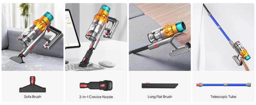 Cordless Vacuum Cleaners for Home,8-in-1/65Min/600W/48Kpa Powerful Suction,Self-Standing Cordless Stick Vacuum Cleaner,Lightweight Anti-Tangle Rechargeable Vacuum for Floor/Carpet/Pet Hair/Car