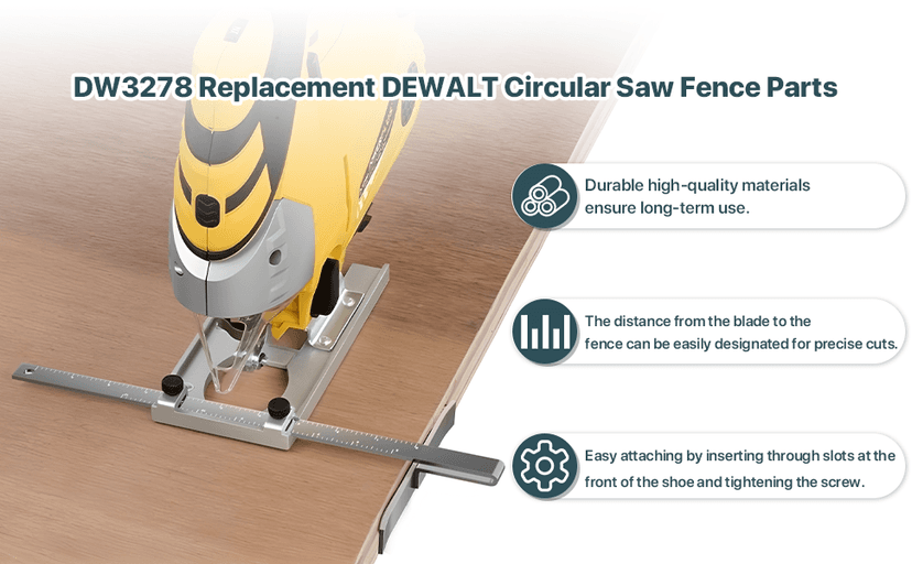 DW3278 Circular Saw Rip Fence Kit – Compatible with DeWalt DCS575, DCS570, DCS577, DWE575, DWS535, and Works with 7-1/4-Inch to 8-1/4-Inch Circular Saws, Includes Round Head Stop Screw and Spring