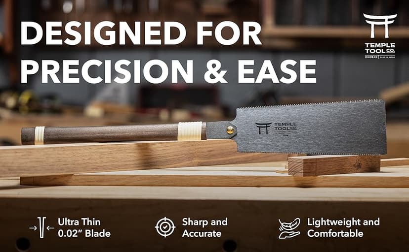 Japanese Pull Saw - 9.5 Ryoba Hand Saw with Rip-cut and Crosscut - Wood Saw for Dovetails, Tenons, Joinery, Cutting Boards to Length & Width- Temple Tool Co.