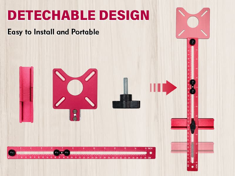 New 4 in 1 Router Milling Groove Bracket, Aluminum Alloy Router Circle Cutting Jig, Multifunctional Router Guide for Cutting Circles, Adjustable Router Jig Tool for Woodworking (Rose Red)