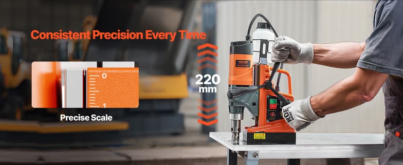 VEVOR Magnetic Drill, 1450W Motor 2 in Boring Diameter, 2878 lbf Portable Electric Mag Drill Press, with 6 Coring Bits, Variable Speed, Drilling Machine for Metal Surface, Home Improvement Industry