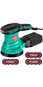 HYCHIKA Detail Sander, 14,000 OPM Compact Electric Sander Tool with 12 Pcs Sandpapers,Efficiency Dust Collection System,Suitable for Tight Spaces Sanding,Polishing,Removing Paint in Home Decoration