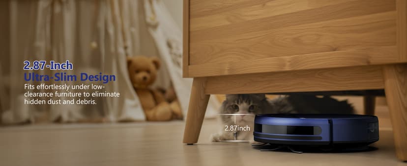 Robot Vacuum and Mop Combo, WiFi/App/Voice, Robotic Vacuum Cleaner with Schedule, 2 in 1 Mopping Robot Vacuum with Water Tank and Dustbin, Self-Charging, Slim, Ideal for Hard Floor, Pet Hair, Carpet