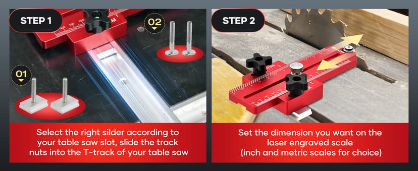 Saker Thin Rip Jig Table Saw Jig Guide, Making Repetitive Narrow Strip Cuts, Fit for 3/4" x 3/8" Slots, for Table Saw Band Saw Router Table