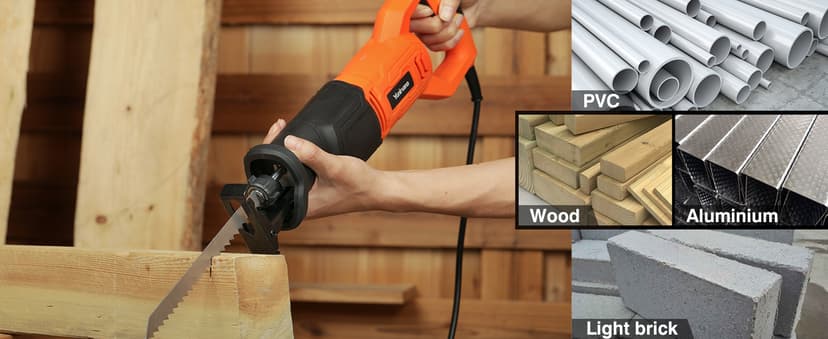 120V Reciprocating Saw, 6.0 Amp Variable Speed Corded Reciprocating Saw with 4/5" Stroke Length, 3000 SPM and 4-1/2" Max for Wood, Metal, PVC Pipe Cutting