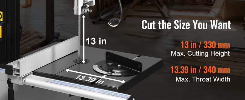 VEVOR Band Saw, 14-Inch, 480-960 RPM Continuously Viable Benchtop Bandsaw, 1100W 1-1/2HP Motor, with Optimized Work Light Workbench Stand Cabinet Assembly and Miter Gauge, for Woodworking Aluminum