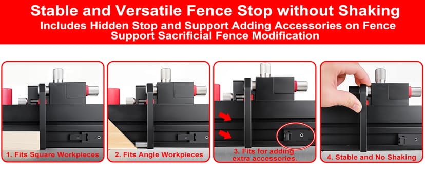 Table Saw Miter Gauge with Micro Adjustable Flip Stop and Extendable Fence and Quick Angle Stop for Table Saw Band Saw Router Table Fit 3/8 x 3/4" T Slot for Woodworking Crosscut, Miter Cut