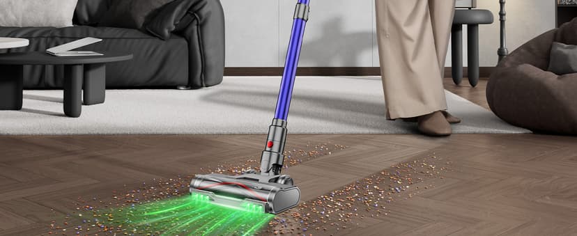 Cordless Vacuum Cleaner, 550W 45KPA 60 Mins Vacuum Cleaners for Home, Stick Vacuum with 1.8L Large Dust Cup, Wall Mount Charging, Anti-Tangle Wireless, Green Light for Pet Hair, Carpets, Hardwood
