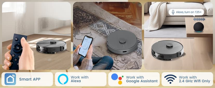 AIRROBO T25+ Robot Vacuum and Mop Combo,5500Pa Powerful Suction, Self-Emptying, 60-Day Capacity, 240 Mins, Smart APP Control, Multi-Floor Mapping,Perfect for Hard Floors, Carpets, and Pet Hair
