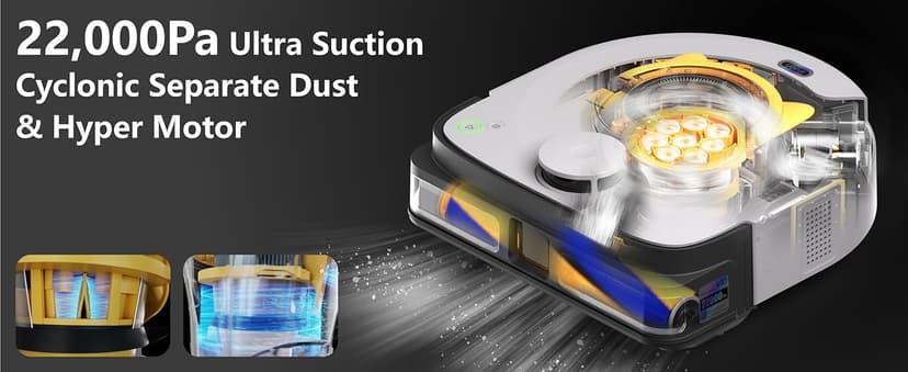 Robot Vacuum for Pet Hair, Automatic Robot Vacuum Cleaner Self Cleaning Brushroll, Robotic Vacuum Ideal for Carpet, 22,000 Pa Square