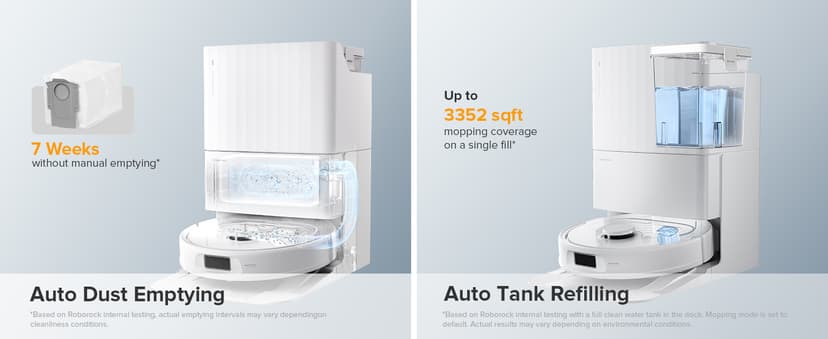 roborock Qrevo Series Robot Vacuum and Mop, 8000Pa Suction, Upgraded from Qrevo S, Anti-Tangle Brush, Smart Obstacle Avoidance, Auto Mop Washing, All-in-One Dock, 200RPM Spinning Mops, White(QV 35A)