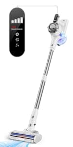 Cordless Vacuum Cleaner, 8-in-1 Lightweight Stick Vacuum with 45mins Runtime, Powerful Suction, Rechargeable Cordless Vacuum for Carpet, Tile, Pet Hair, Hardwood Floors, Blue