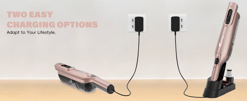 Cordless Handheld Vacuum, Lightweight Portable Hand Vacuum Cleaner with LED Light,Rechargeable Hand Held Vacuum with Charging Dock, Powerful Suction for Office, Home,Car, Rose Gold