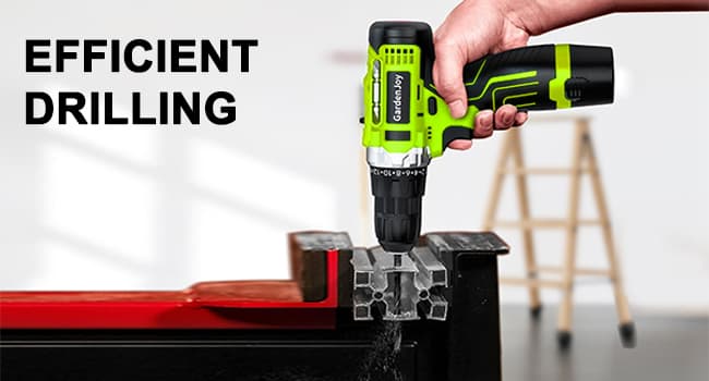 GardenJoy Cordless Power Drill Set: 12V Electric Drill with Battery and Charger, 65pcs Acessories, 3/8"Keyless Chuck, 2 Variable Speed, 24+1 Position, Compact Drill Driver Kit for Home & DIY Project