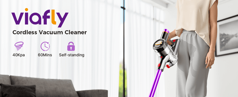 Cordless Vacuum Cleaner, 500W/40Kpa/60Mins Vacuum Cleaners for Home, Anti-tangle Stick Vacuum with Self-Standing, Wall Mount Charging, LDE Display, Wireless Vacuum for Carpet Pet Hair Hardfloor