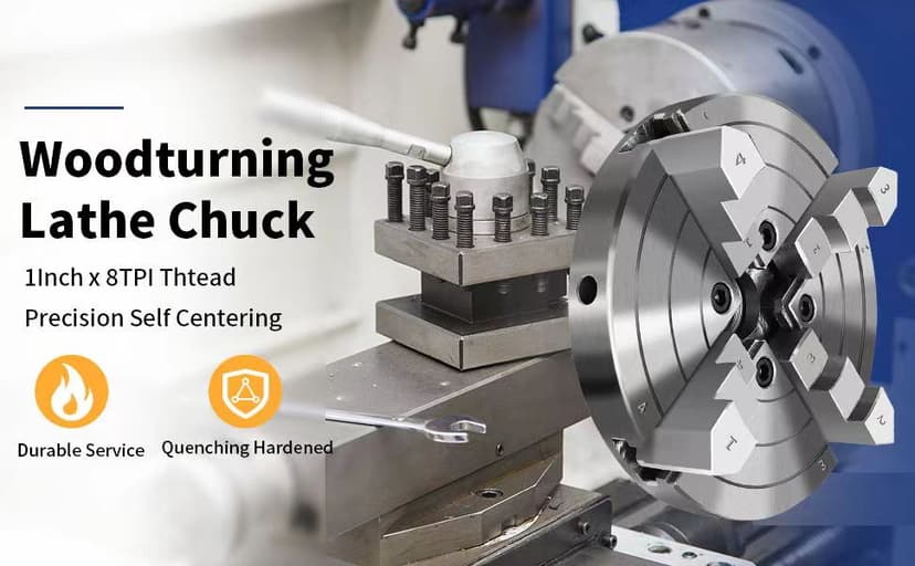 6 Inch Wood Lathe Chuck Set 4 Jaws Self-Centering Lathe Chucks Thread 1 x 8TPI Lathe Chuck for Woodturning