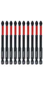 AUTOTOOLHOME 10 Pack Phillips PH2 Magnetic Anti Slip Screwdriver Bit Set 3-1/2" Length TS2 Anti-Slip Long Drill Bits Impact Driver Bits
