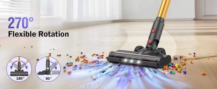 Cordless Vacuum Cleaner, 40Kpa Vacuum Cleaners for Home with LED Screen, 40Mins Stick Vacuum Cordless Rechargeable Dock, Handheld Vacuum Cleaner for Pet Hair, Carpet, Hardwood Floor, A40