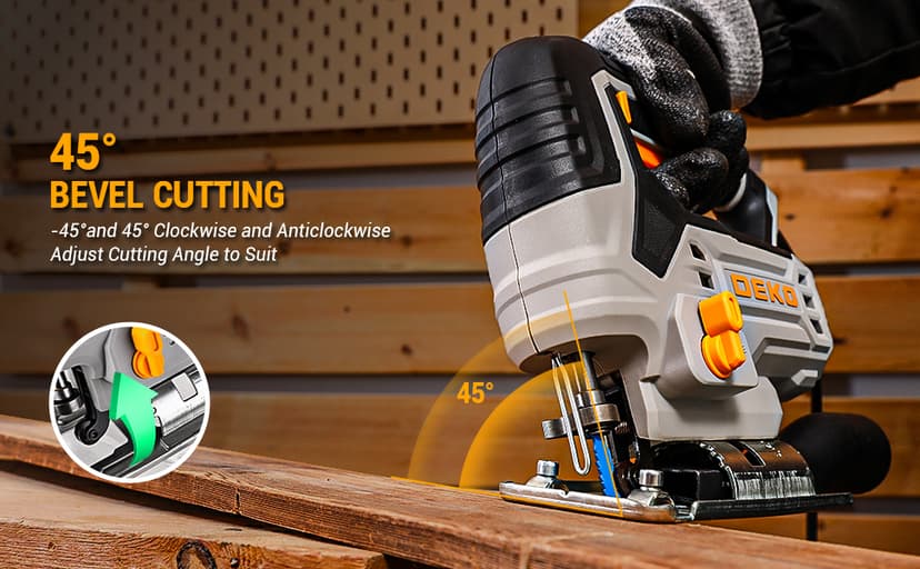 Jig Saw Corded: DEKOPRO Electric Jigsaw Tool Power Jig Saws for Woodworking, Wood Cutter Hand Tool with 6 Variable Speed, 4 Orbital Settings, ±45° Bevel Cutting, Tool-less Blade Quick Release