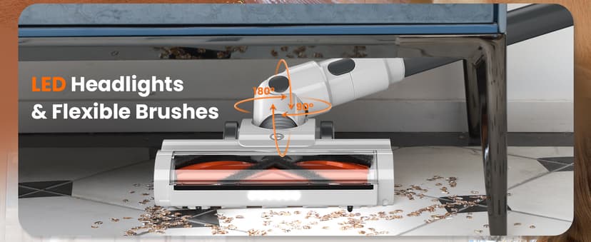 Cordless Vacuum Cleaner, 550W/45Kpa Vacuum Cleaners for Home, Max 60Mins Runtime, Anti-Tangled & 1.6L Dust Cup Stick Vacuum, Lightweight Vacuum for Carpet, Hard Floor(Upgraded)