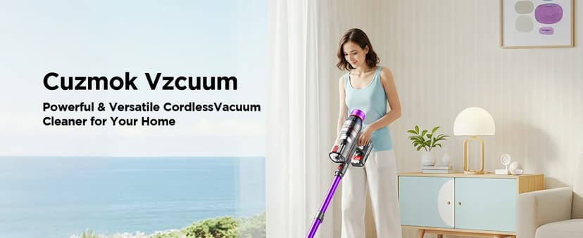 Cordless Stick Vacuum Cleaner - 550W Powerful Cordless Vacuum with HEPA Filter, Up to 50min Runtime & Tangle-Free Lightweight & Detachable Battery for Pet Hair Carpet Hardwood Floor Cleaning