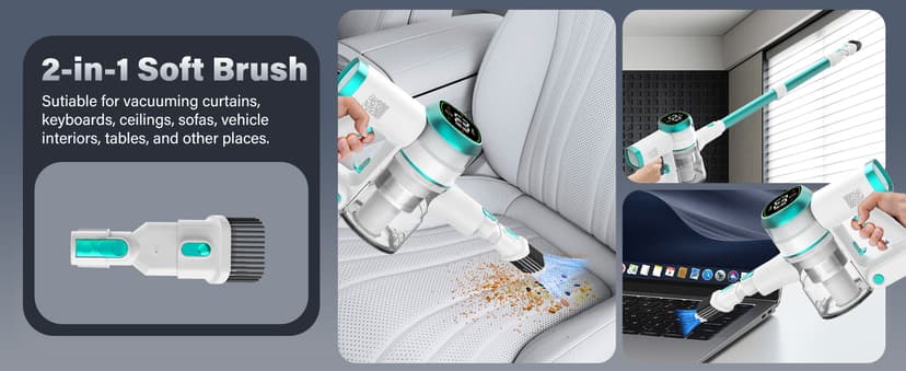 Tikom V500 Cordless Vacuum Cleaner for Home, 40000Pa/450W Stick Vacuum with LED Touch Screen, Charging Wall Dock, Anti-Tangle, Lightweight Handheld Vacuum for Pet Hair, Hard Floor, Carpet, Blue