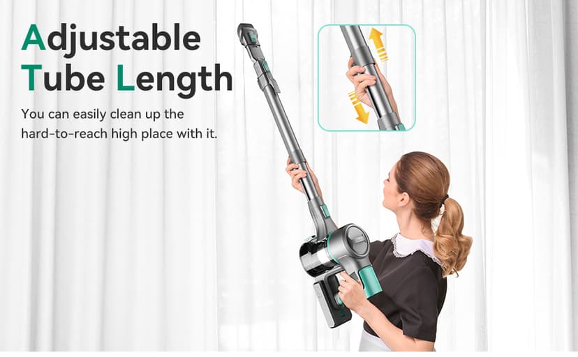 DEVOAC S10K Cordless Vacuum Cleaner for Home, 6-in-1 Lightweight Stick Vacuum with Powerful Suction, Rechargeable Battery Up to 45mins, Handheld Vacuum Cleaners for Hardwood Floor, Carpet, Pet Hair