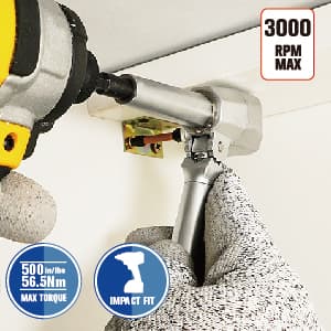 AUCO Durable Right Angle Drill Attachment, Adjustable Drill Adapter, Impact Fit, Max Torque 500 in-lbs (56.5 Nm), All Metal Body & Steel Gear, For Use with Cordless Drill and Impact Driver