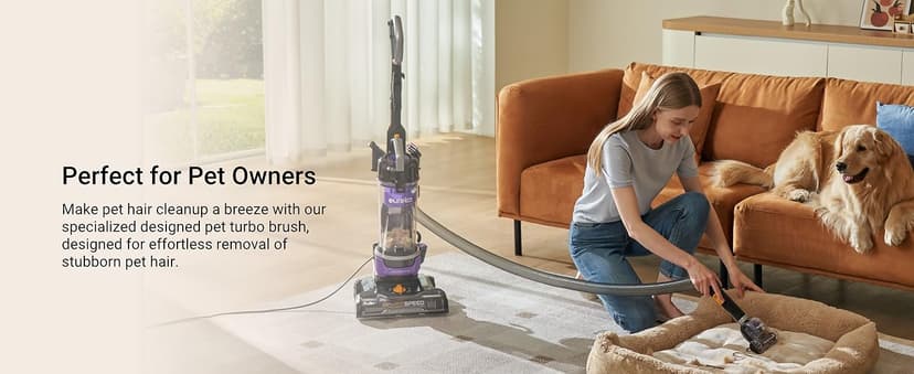 Eureka Powerful Lightweight Upright Vacuum Carpet and Floor, PowerSpeed NEU202 with Automatic Cord Rewind, Purple