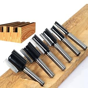 6Pcs Straight Router Bit Set 1/4 Shank, Double Flute Straight Bit Dado Straight Cut Router Bit, Cut Dia 3/4", 5/8", 1/2", 3/8", 5/16", 1/4", Straight Router Bit for Woodworking Groove by SICWOOD