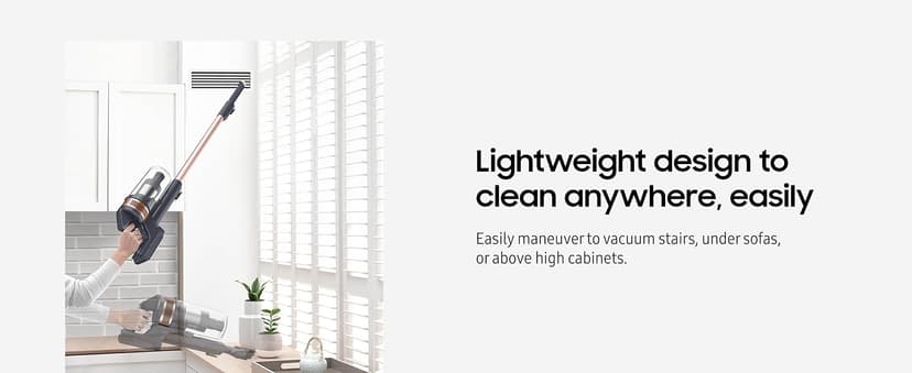 SAMSUNG Jet 60 Pet Cordless Stick Vacuum Cleaner w/ Removable Battery, Advanced Floor Cleaning, Jet Fit Brush to Clean Hardwood, Carpet and Tile, Lightweight Design, VS15A6032R7, Rose Gold